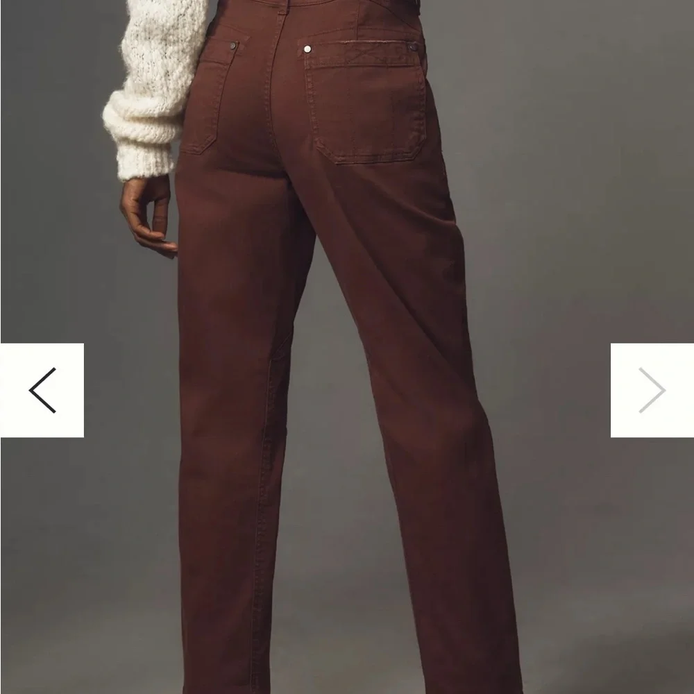 Pilcro High-Rise Straight-Leg Trousers in Deep Brown